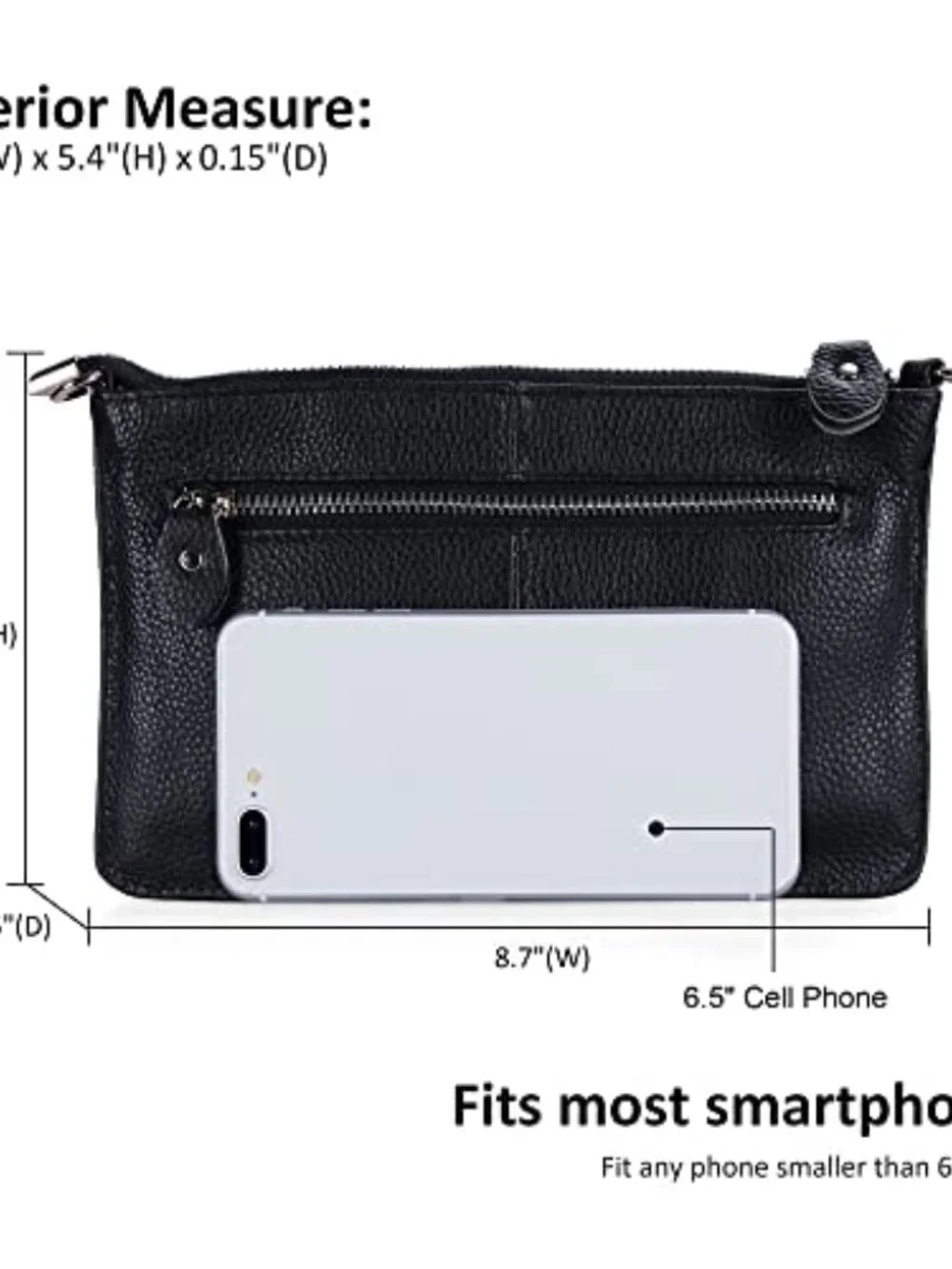 Genuine Leather Wristlet Clutch Crossbody Bag with RFID Card Slots